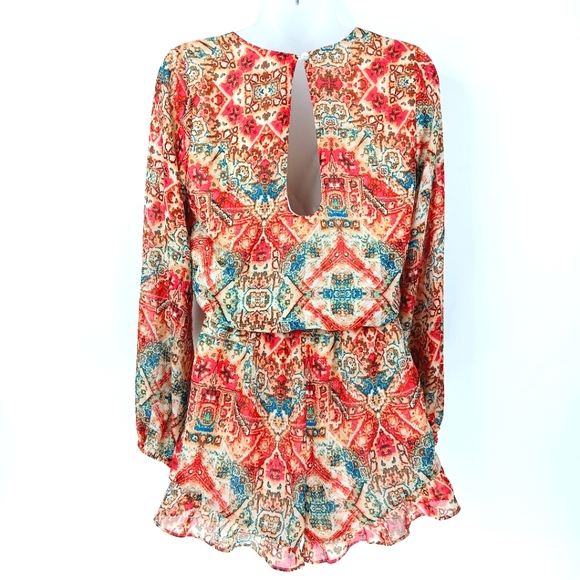 SHOW ME YOUR MUMU Rocky Multicolored Romper Boho Art to Wear Print Size Small - Picture 4 of 14
